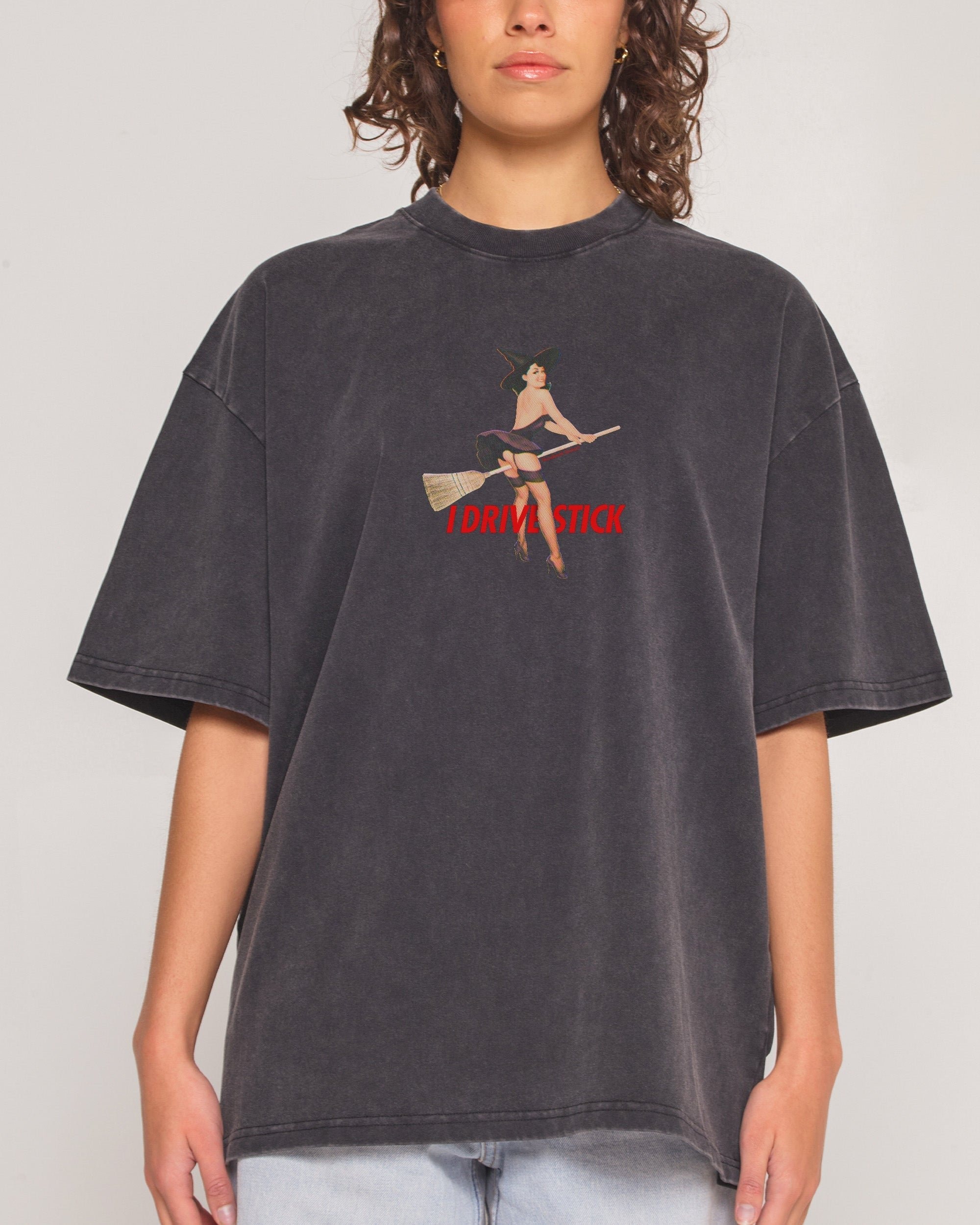 I Drive Stick Oversized Graphic Tee - Unisex 90s Boxy Fit 100% Combed Cotton