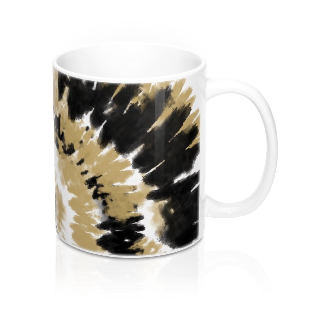 Black & Gold Tie Dye Coffee Mug - 11oz Ceramic Mug
