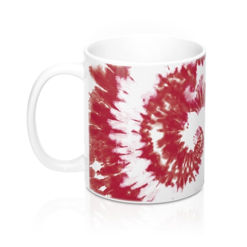 Maroon & White Tie Dye Coffee Mug - Durable Ceramic 11oz
