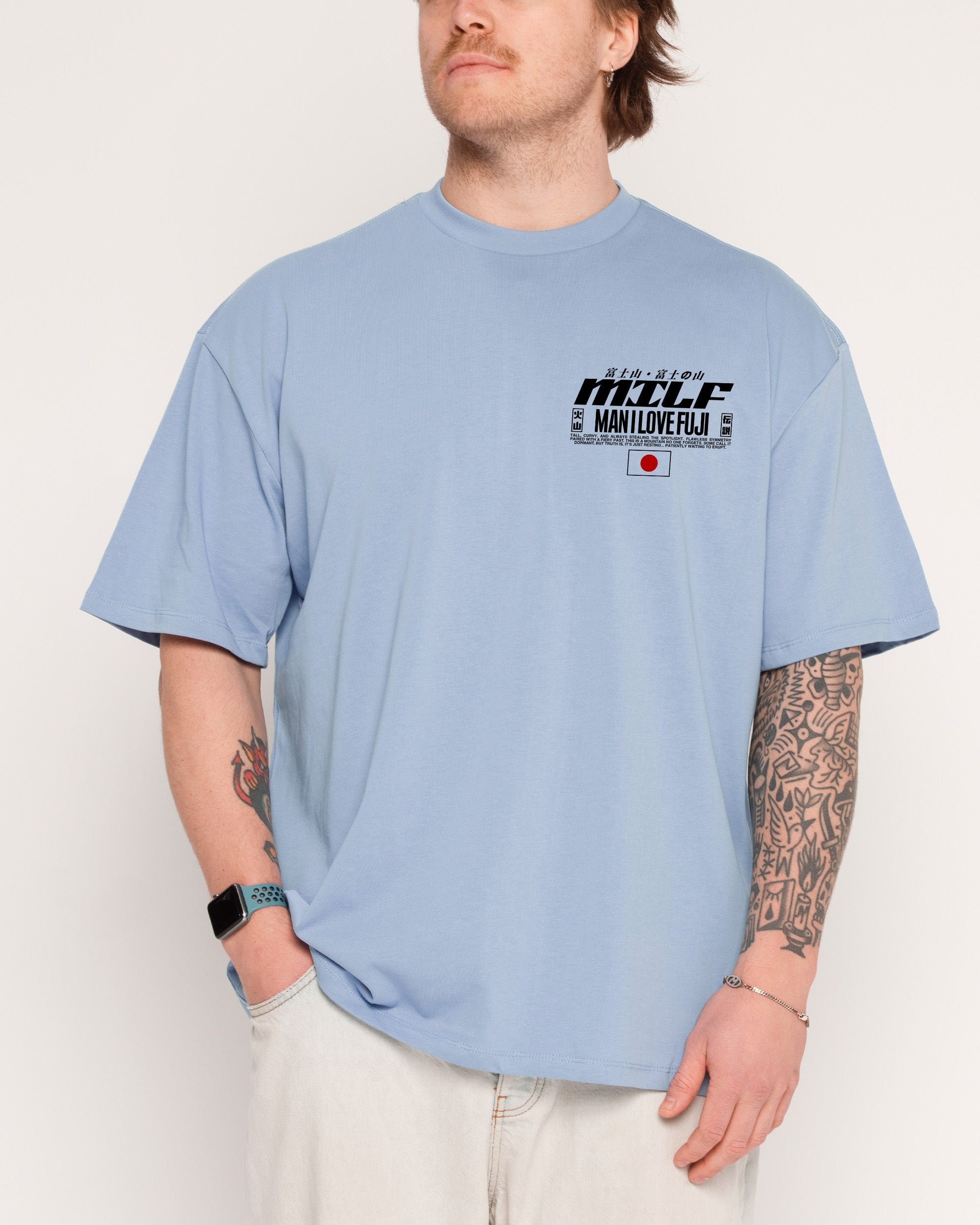 MILF Fuji Oversized Graphic Tee - Unisex 90s Boxy Fit 100% Combed Cotton 275gsm