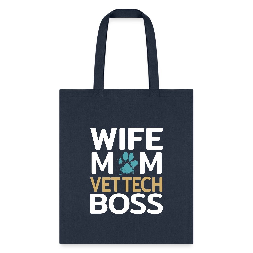 Wife Mom Vet Tech Boss Tote Bag - Canvas Graphic Print Tote