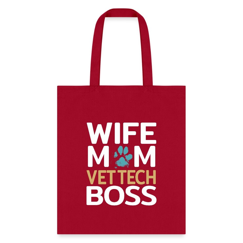 Wife Mom Vet Tech Boss Tote Bag - Canvas Graphic Print Tote