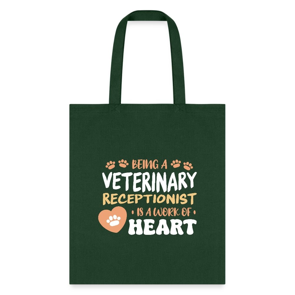 Veterinary Receptionist Work of Heart Cotton Tote Bag - Vet Staff Gift