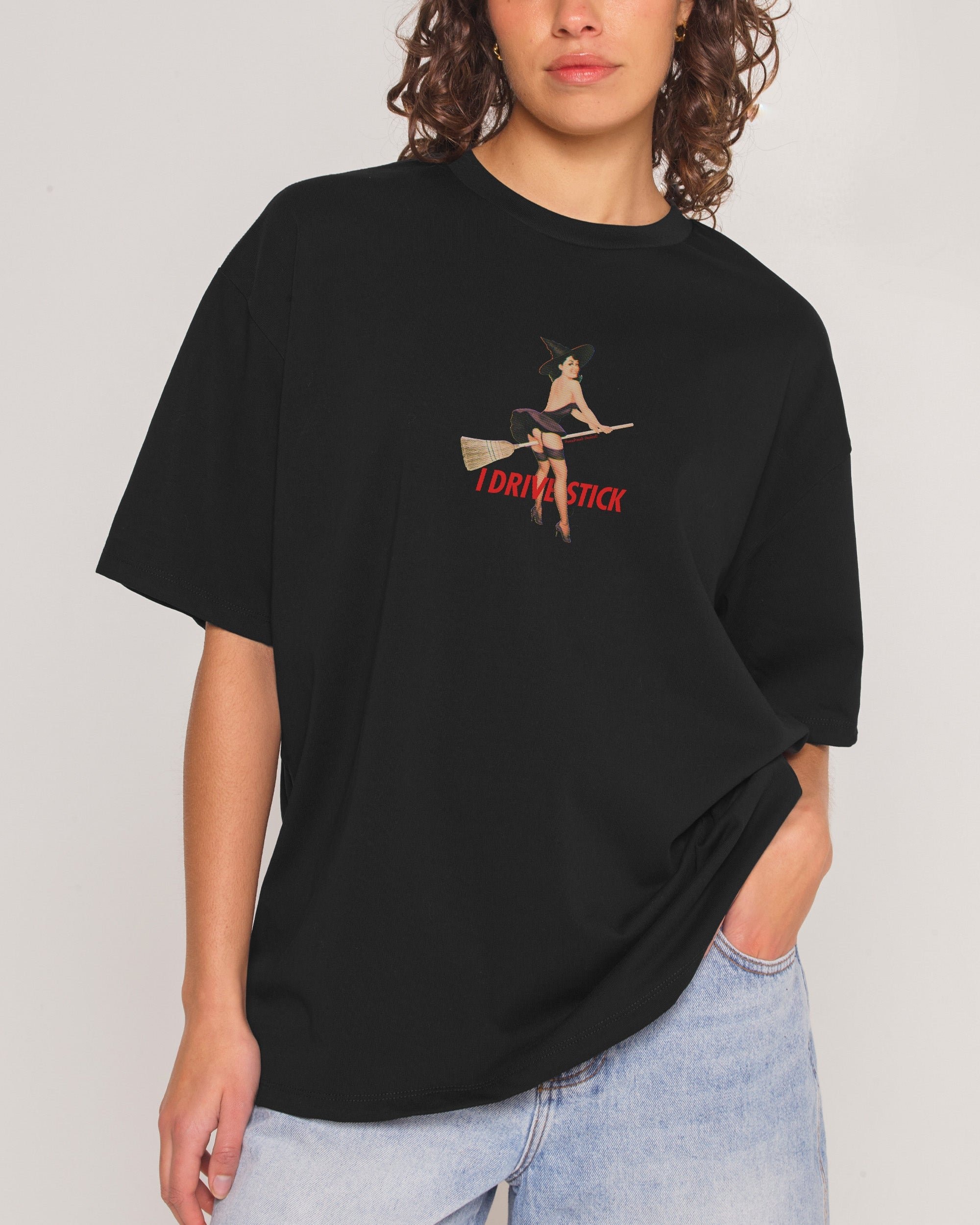 I Drive Stick Oversized Graphic Tee - Unisex 90s Boxy Fit 100% Combed Cotton