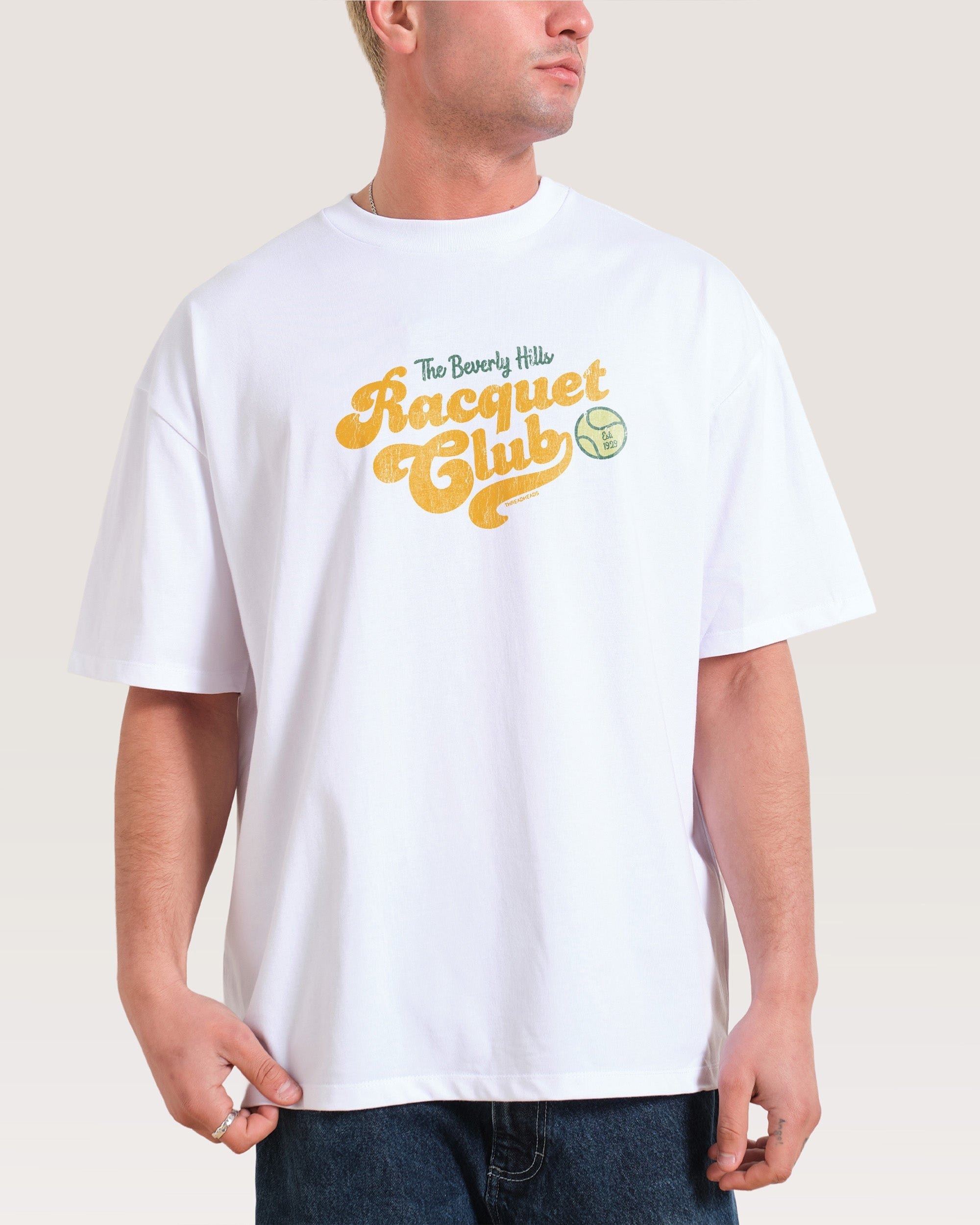Beverly Hills Racquet Club Oversized Graphic Tee - Unisex 100% Combed Cotton Heavyweight