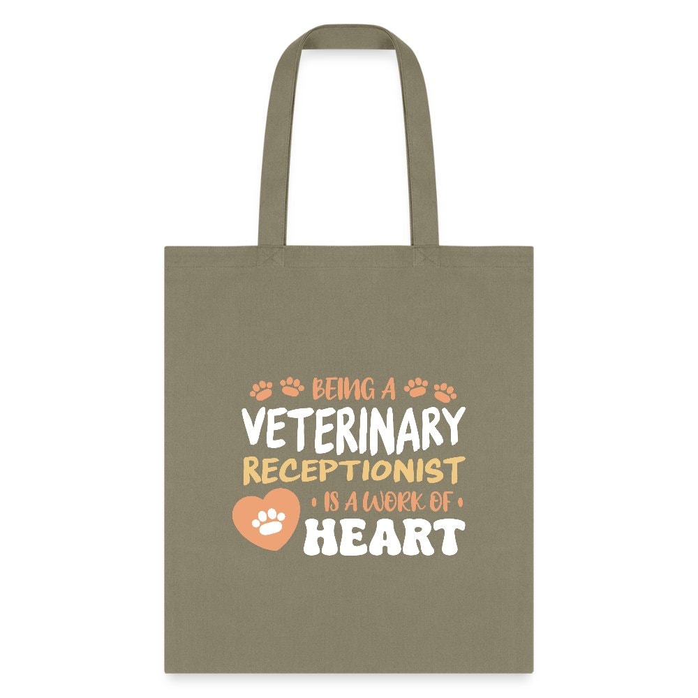 Veterinary Receptionist Work of Heart Cotton Tote Bag - Vet Staff Gift