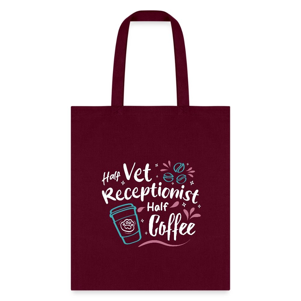 Half Vet Receptionist Half Coffee Cotton Tote Bag - Veterinary Medicine Design