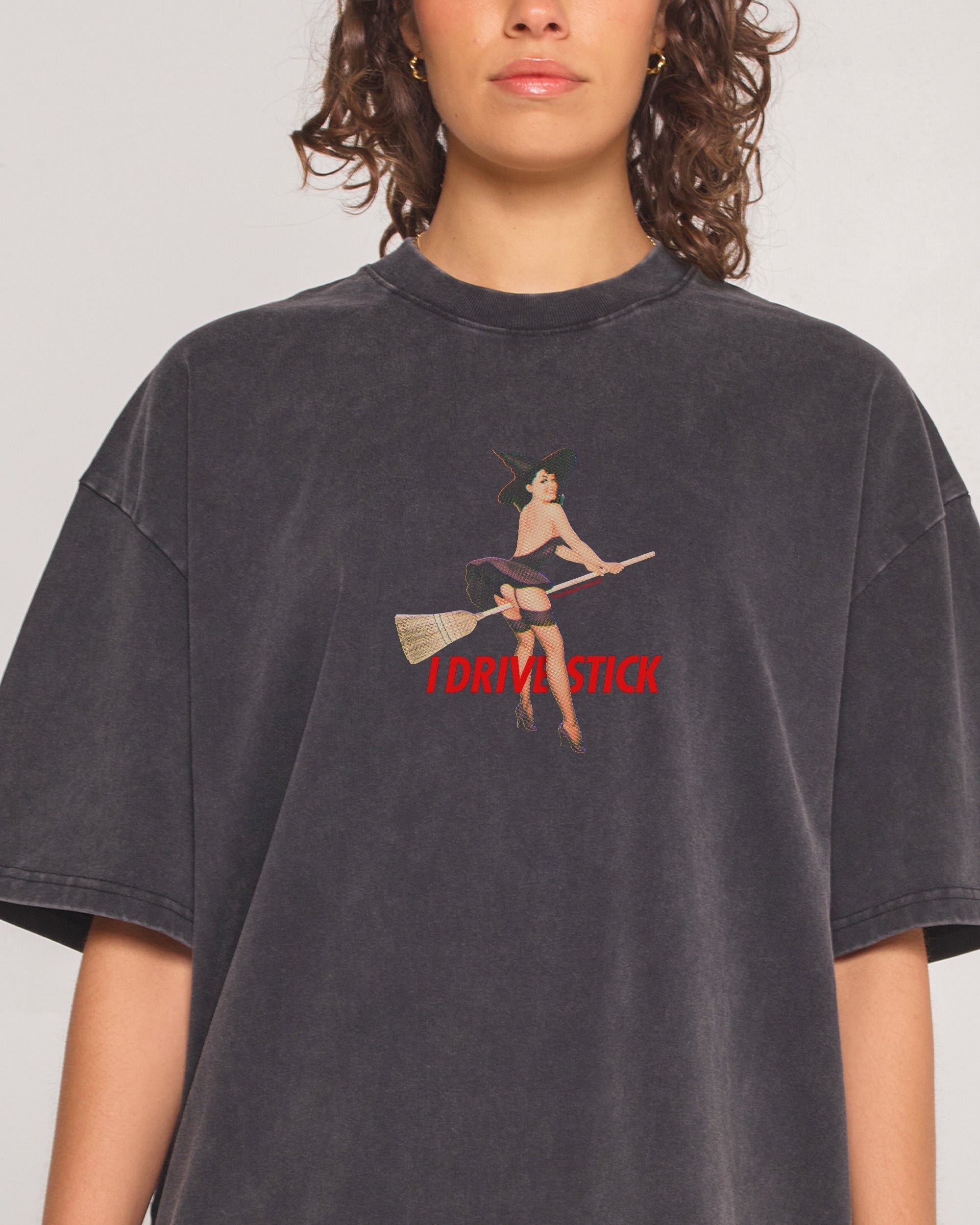 I Drive Stick Oversized Graphic Tee - Unisex 90s Boxy Fit 100% Combed Cotton