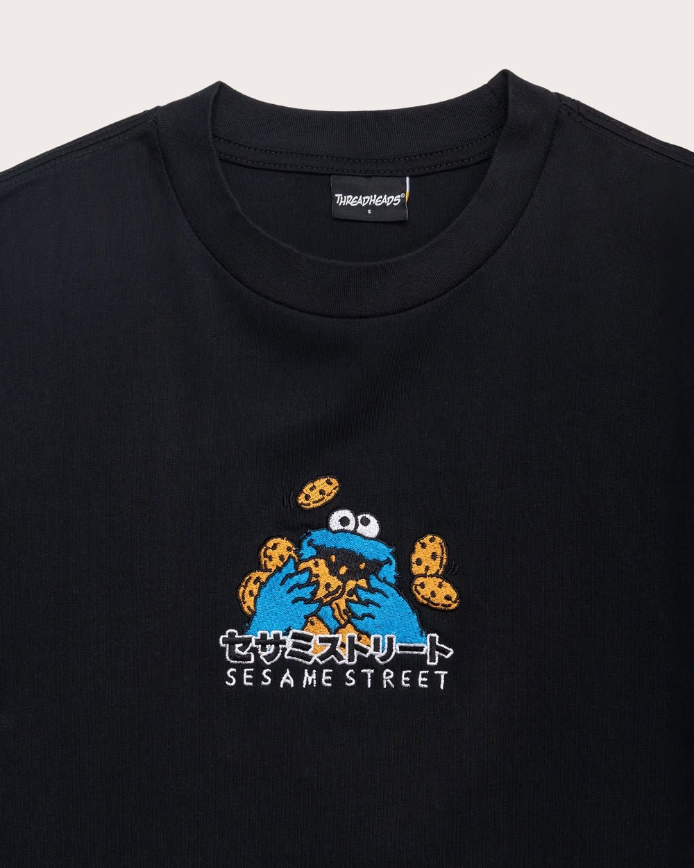 Cookie Monster Tokyo Oversized Embroidered Tee - Unisex 90s Boxy Fit 100% Combed Cotton