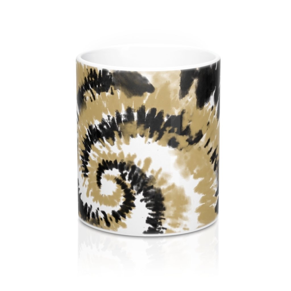 Black & Gold Tie Dye Coffee Mug - 11oz Ceramic Mug