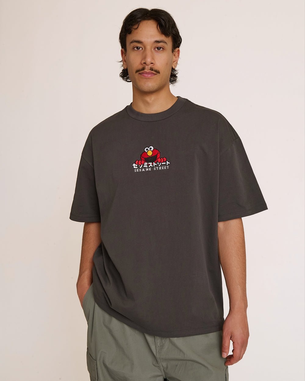 Elmo Tokyo Oversized Embroidered Tee Sesame Street Unisex 100% Combed Cotton