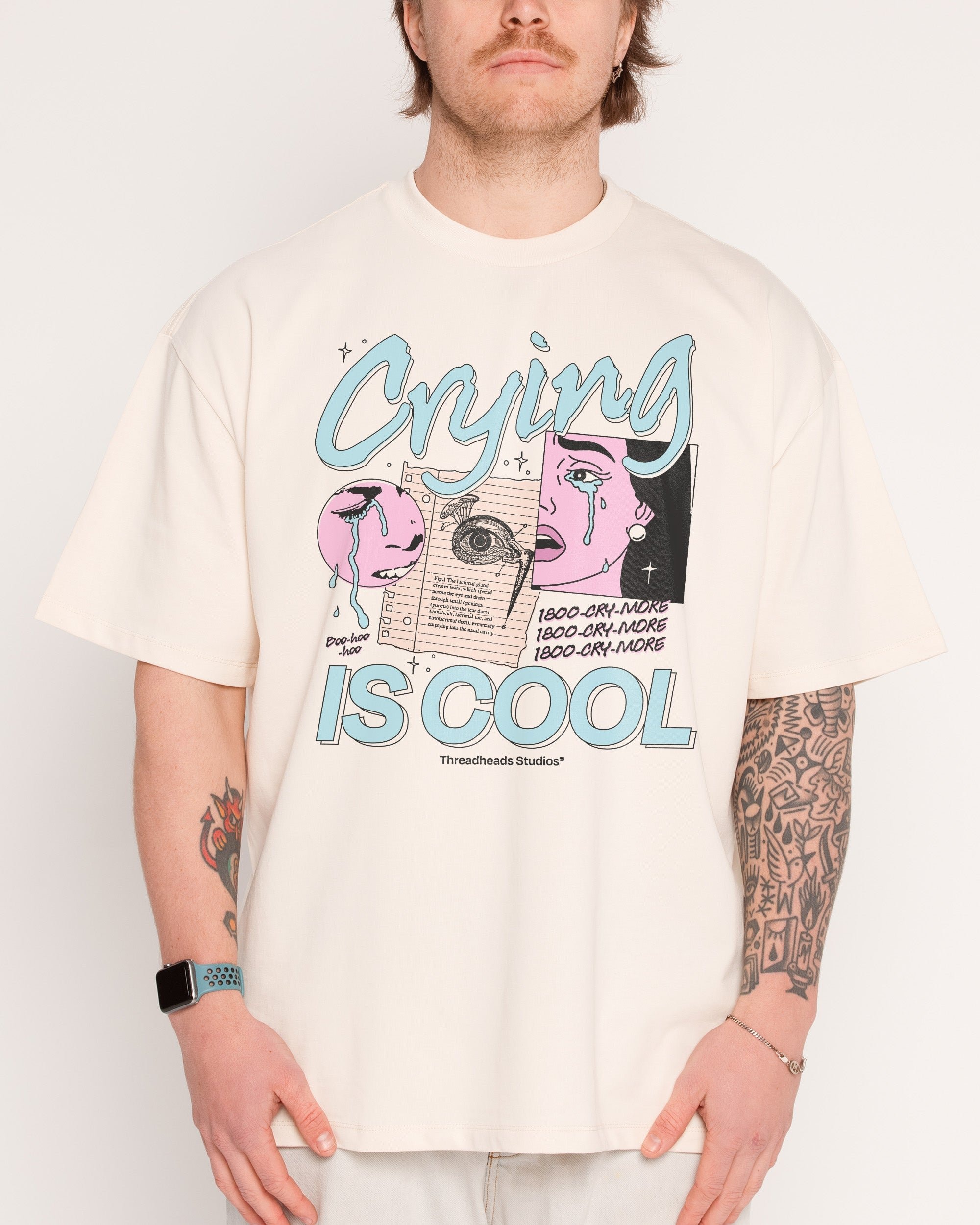 Crying is Cool Oversized Graphic Tee Unisex 90s Boxy Fit 100% Combed Cotton