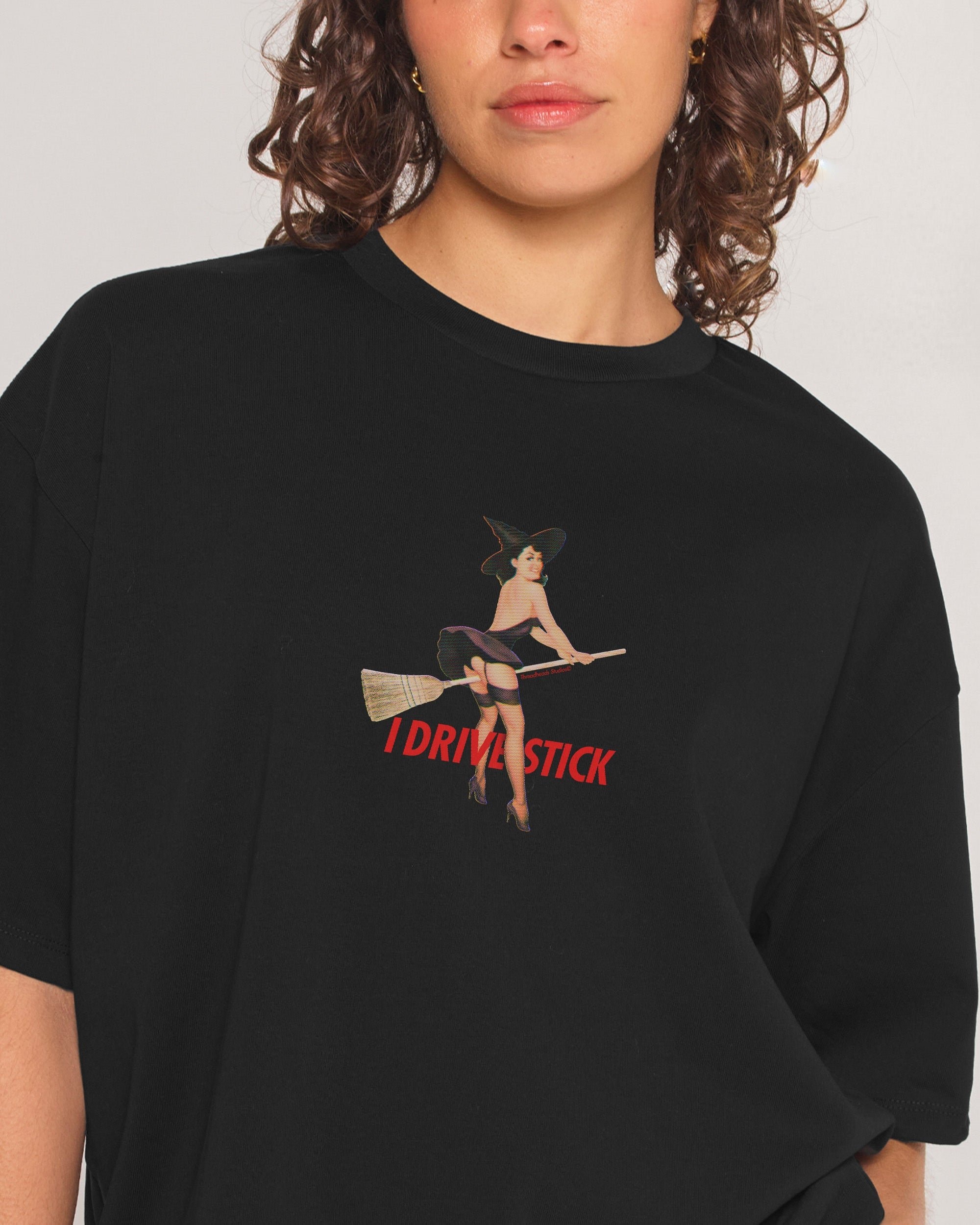 I Drive Stick Oversized Graphic Tee - Unisex 90s Boxy Fit 100% Combed Cotton