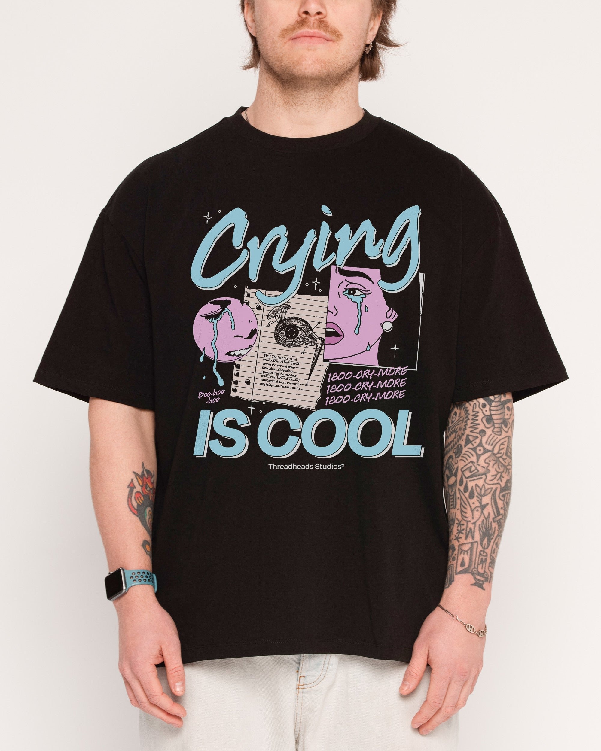 Crying is Cool Oversized Graphic Tee Unisex 90s Boxy Fit 100% Combed Cotton
