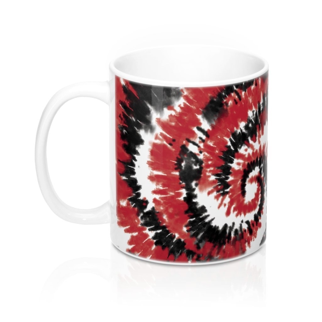 Red & Black Tie Dye Coffee Mug - Durable Ceramic 11oz